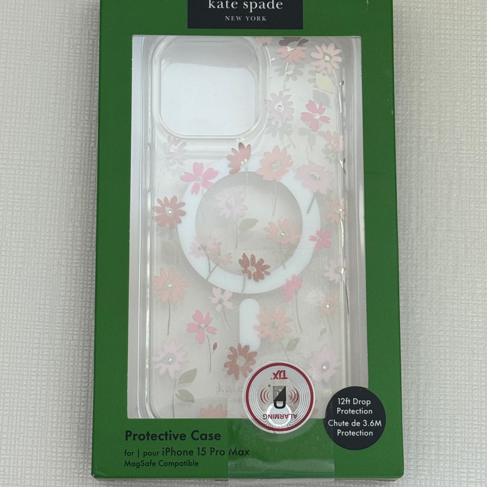 Kate Spade Floral iPhone 15 Pro Max Case - Pink and White